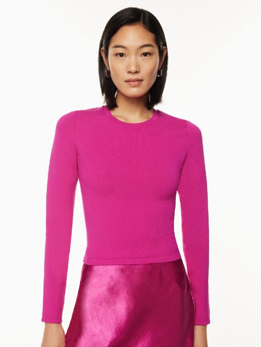 Aritzia Babaton Sculpt Knit Crew Longsleeve — Granita Pink, M